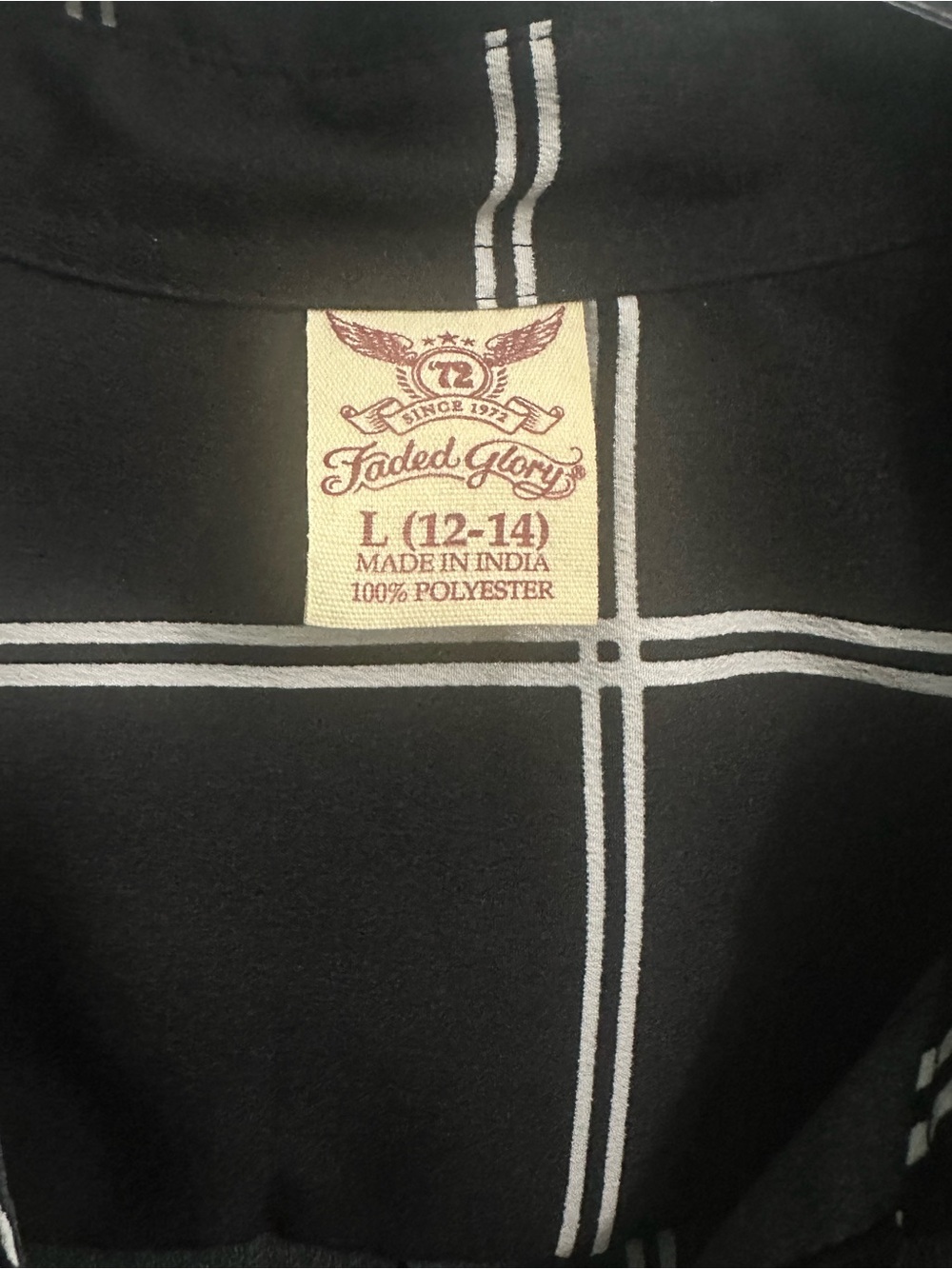 Faded Glory Black and White Windowpane Button-Up Blouse - Picture 2 of 4